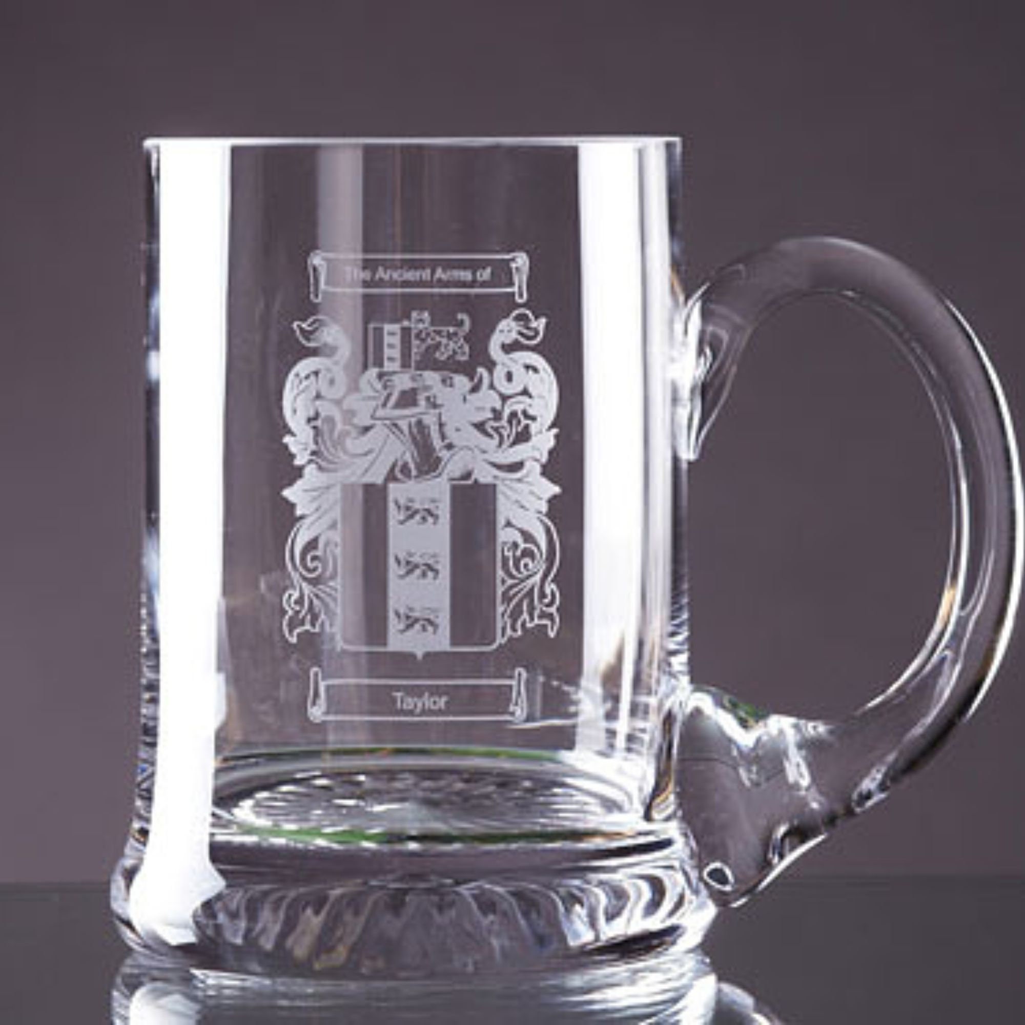 Crystal Tankard with Coat of Arms Engraved, Pint or Half Size