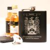 Coat of Arms / Family Crest Personalised Hip Flask with funnel