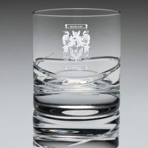 Whisky Tumbler with Wave Design and Coat of Arms / Family Crest