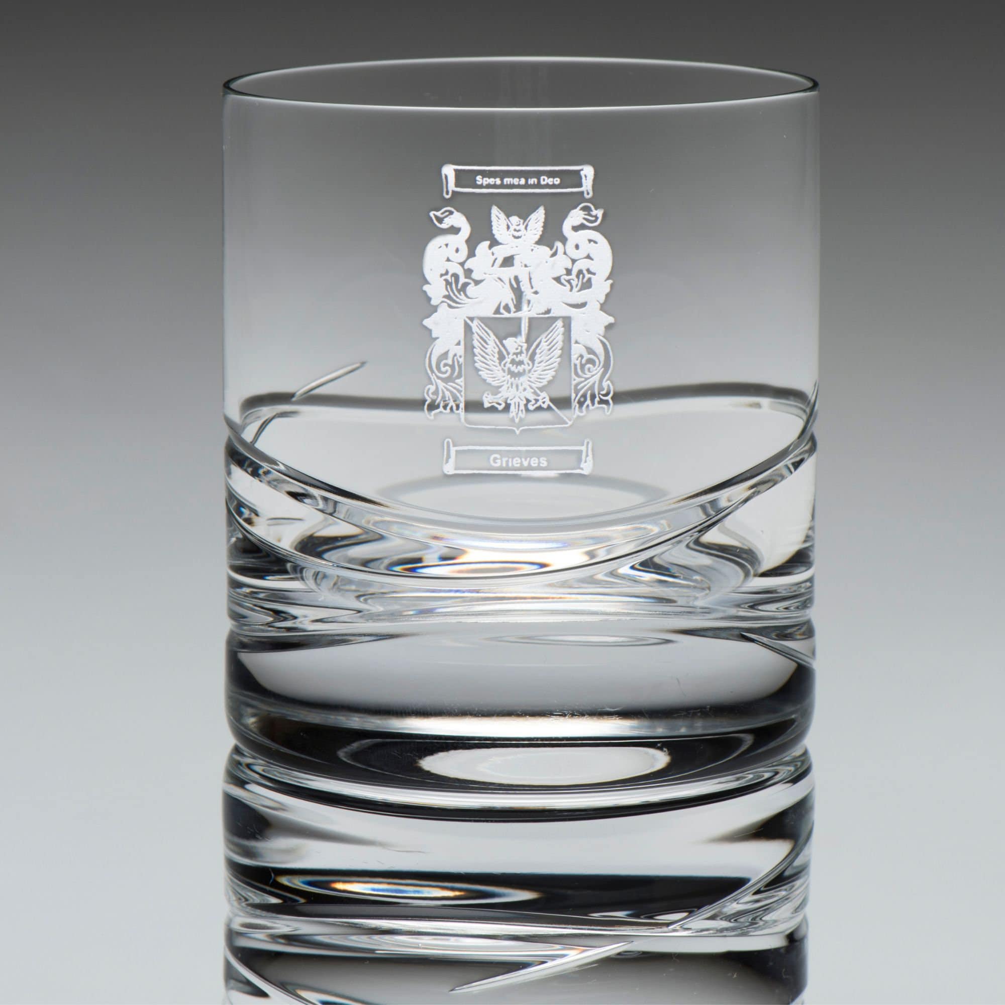 Whisky Tumbler with Wave Design and Coat of Arms
