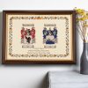 Double Coat of Arms - A3 in Gold Frame - With Personalised Message, Unique Wedding Gift