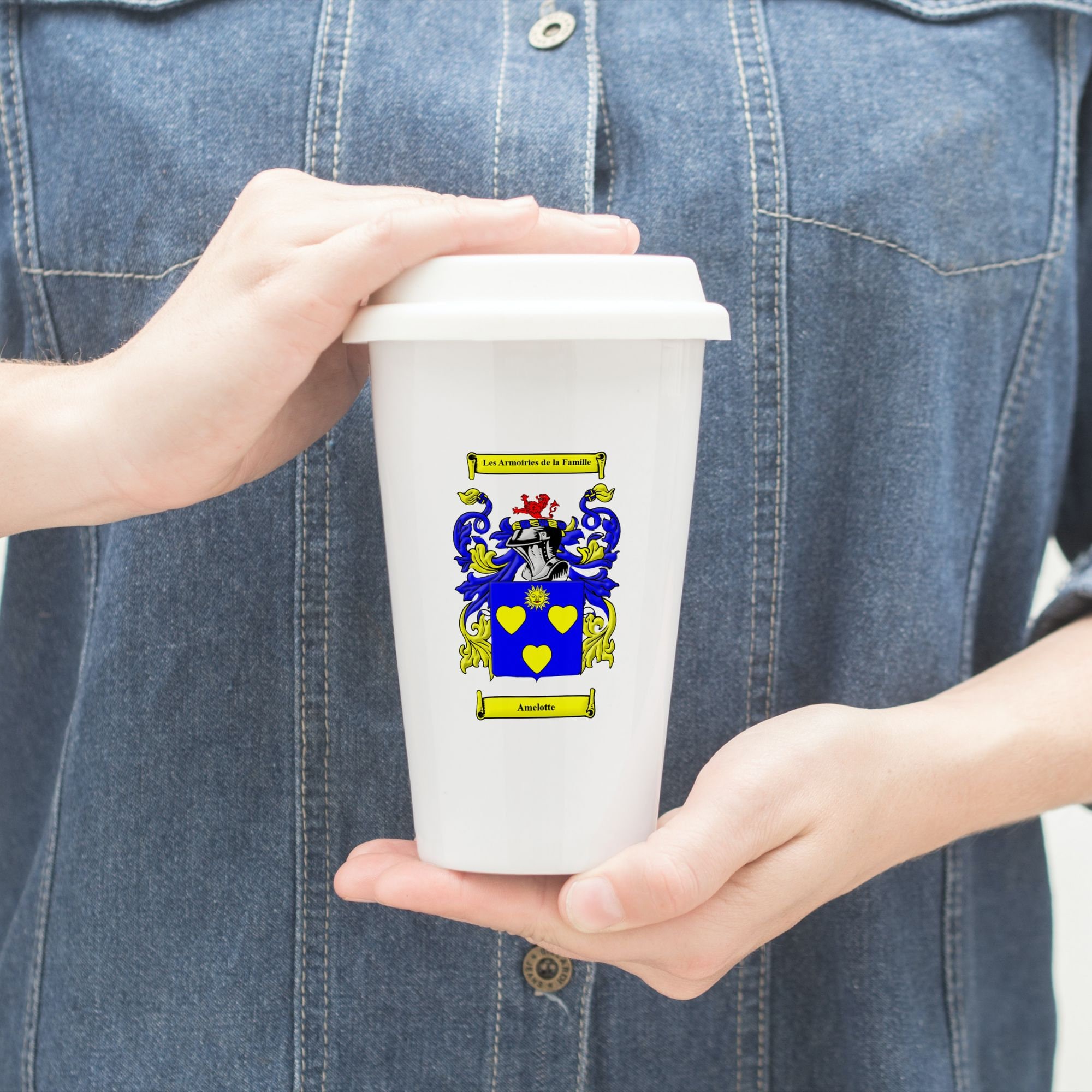 White Thermal Mug with Coat of Arms