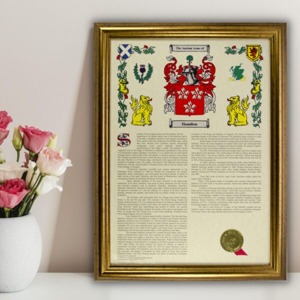 coat of arms print in gold frame