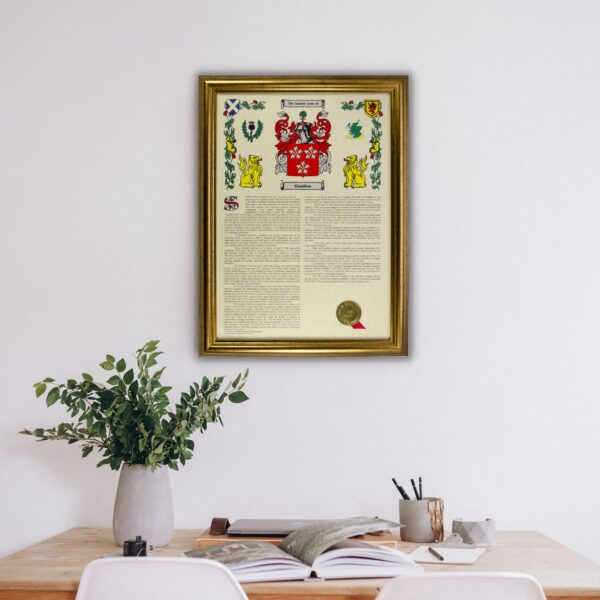 coat of arms print in gold frame